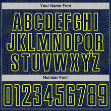 Laden Sie das Bild in den Galerie-Viewer, Custom Navy Neon Yellow Geometric Shape Sports Sublimation Soccer Uniform Jersey