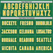 Load image into Gallery viewer, Custom Kelly Green Gold-White Geometric Shape Sports Sublimation Soccer Uniform Jersey