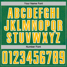 Load image into Gallery viewer, Custom Kelly Green Gold-White Geometric Shape Sports Sublimation Soccer Uniform Jersey