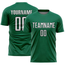 Load image into Gallery viewer, Custom Kelly Green White-Black Geometric Shape Sports Sublimation Soccer Uniform Jersey