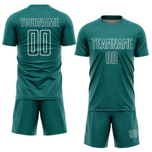 Load image into Gallery viewer, Custom Teal White Geometric Shape Sports Sublimation Soccer Uniform Jersey