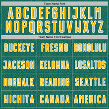 Load image into Gallery viewer, Custom Teal Gold-White Geometric Shape Sports Sublimation Soccer Uniform Jersey