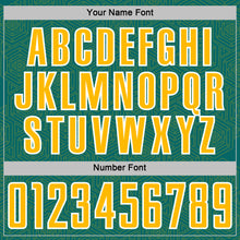 Load image into Gallery viewer, Custom Teal Gold-White Geometric Shape Sports Sublimation Soccer Uniform Jersey