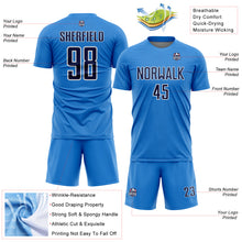 Load image into Gallery viewer, Custom Powder Blue Navy-White Geometric Shape Sports Sublimation Soccer Uniform Jersey