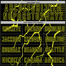 Load image into Gallery viewer, Custom Black Neon Yellow Lightning Sports Sublimation Soccer Uniform Jersey