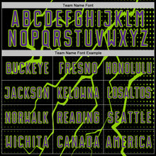 Load image into Gallery viewer, Custom Black Purple-Neon Green Lightning Sports Sublimation Soccer Uniform Jersey