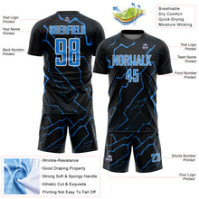 Load image into Gallery viewer, Custom Black Powder Blue-White Lightning Sports Sublimation Soccer Uniform Jersey