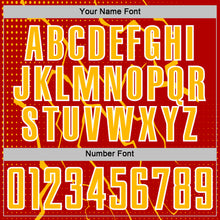 Load image into Gallery viewer, Custom Red Gold-White Lightning Sports Sublimation Soccer Uniform Jersey