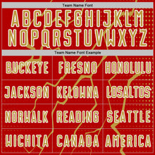 Load image into Gallery viewer, Custom Red Old Gold-White Lightning Sports Sublimation Soccer Uniform Jersey