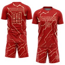 Load image into Gallery viewer, Custom Red Cream Lightning Sports Sublimation Soccer Uniform Jersey