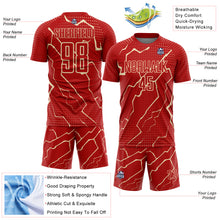 Load image into Gallery viewer, Custom Red Cream Lightning Sports Sublimation Soccer Uniform Jersey