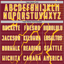 Load image into Gallery viewer, Custom Crimson Gold-White Lightning Sports Sublimation Soccer Uniform Jersey