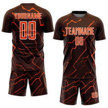 Charger l'image dans la galerie, Custom Brown Orange-White Lightning Sports Sublimation Soccer Uniform Jersey