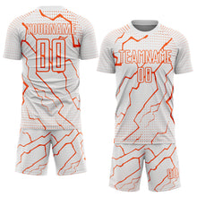 Load image into Gallery viewer, Custom White Orange Lightning Sports Sublimation Soccer Uniform Jersey