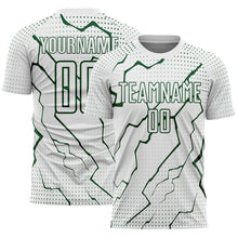 Load image into Gallery viewer, Custom White Green Lightning Sports Sublimation Soccer Uniform Jersey