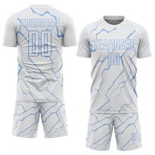 Load image into Gallery viewer, Custom White Light Blue Lightning Sports Sublimation Soccer Uniform Jersey