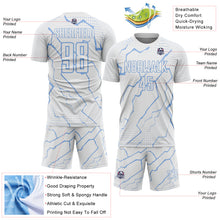 Load image into Gallery viewer, Custom White Light Blue Lightning Sports Sublimation Soccer Uniform Jersey
