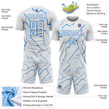 Load image into Gallery viewer, Custom White Powder Blue Lightning Sports Sublimation Soccer Uniform Jersey