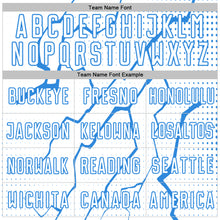 Load image into Gallery viewer, Custom White Powder Blue Lightning Sports Sublimation Soccer Uniform Jersey