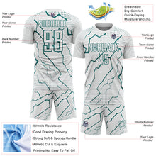 Load image into Gallery viewer, Custom White Teal Lightning Sports Sublimation Soccer Uniform Jersey