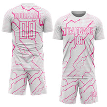 Load image into Gallery viewer, Custom White Pink Lightning Sports Sublimation Soccer Uniform Jersey