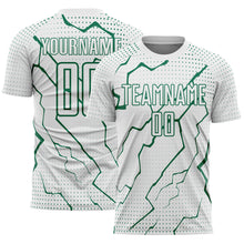 Load image into Gallery viewer, Custom White Kelly Green Lightning Sports Sublimation Soccer Uniform Jersey