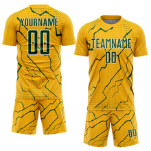 Load image into Gallery viewer, Custom Gold Green-White Lightning Sports Sublimation Soccer Uniform Jersey