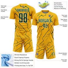 Load image into Gallery viewer, Custom Gold Green-White Lightning Sports Sublimation Soccer Uniform Jersey
