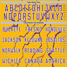 Load image into Gallery viewer, Custom Gold Purple-White Lightning Sports Sublimation Soccer Uniform Jersey