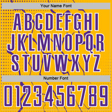 Load image into Gallery viewer, Custom Gold Purple-White Lightning Sports Sublimation Soccer Uniform Jersey