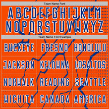 Load image into Gallery viewer, Custom Orange Royal-White Lightning Sports Sublimation Soccer Uniform Jersey