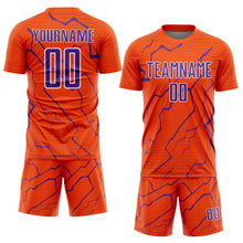 Load image into Gallery viewer, Custom Orange Purple-White Lightning Sports Sublimation Soccer Uniform Jersey