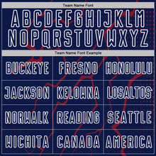 Laden Sie das Bild in den Galerie-Viewer, Custom Navy Crimson-White Lightning Sports Sublimation Soccer Uniform Jersey