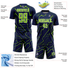 Laden Sie das Bild in den Galerie-Viewer, Custom Navy Neon Green-White Lightning Sports Sublimation Soccer Uniform Jersey