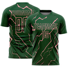 Загрузить изображение в средство просмотра галереи, Custom Green Medium Pink Lightning Sports Sublimation Soccer Uniform Jersey