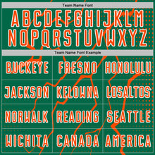 Load image into Gallery viewer, Custom Kelly Green Orange-White Lightning Sports Sublimation Soccer Uniform Jersey