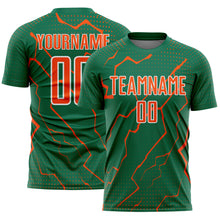 Load image into Gallery viewer, Custom Kelly Green Orange-White Lightning Sports Sublimation Soccer Uniform Jersey