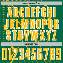 Load image into Gallery viewer, Custom Kelly Green Gold-White Lightning Sports Sublimation Soccer Uniform Jersey