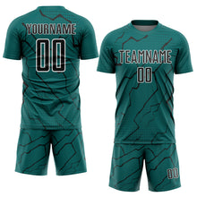 Load image into Gallery viewer, Custom Teal Black-White Lightning Sports Sublimation Soccer Uniform Jersey