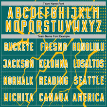 Load image into Gallery viewer, Custom Teal Gold-White Lightning Sports Sublimation Soccer Uniform Jersey