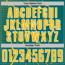 Load image into Gallery viewer, Custom Teal Gold-White Lightning Sports Sublimation Soccer Uniform Jersey