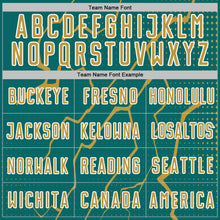 Load image into Gallery viewer, Custom Teal Old Gold-White Lightning Sports Sublimation Soccer Uniform Jersey