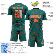 Load image into Gallery viewer, Custom Teal Orange-White Lightning Sports Sublimation Soccer Uniform Jersey