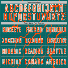 Load image into Gallery viewer, Custom Teal Orange-White Lightning Sports Sublimation Soccer Uniform Jersey