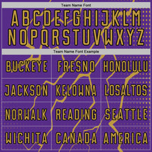 Load image into Gallery viewer, Custom Purple Old Gold-Black Lightning Sports Sublimation Soccer Uniform Jersey