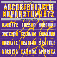 Load image into Gallery viewer, Custom Purple Gold-White Lightning Sports Sublimation Soccer Uniform Jersey