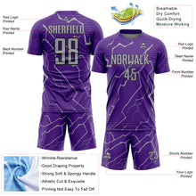 Загрузить изображение в средство просмотра галереи, Custom Purple Gray-Black Lightning Sports Sublimation Soccer Uniform Jersey
