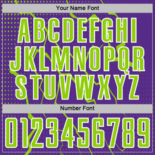 Load image into Gallery viewer, Custom Purple Neon Green-White Lightning Sports Sublimation Soccer Uniform Jersey