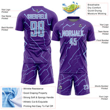 Load image into Gallery viewer, Custom Purple Light Blue-White Lightning Sports Sublimation Soccer Uniform Jersey