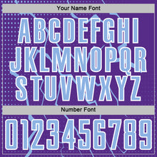 Load image into Gallery viewer, Custom Purple Light Blue-White Lightning Sports Sublimation Soccer Uniform Jersey